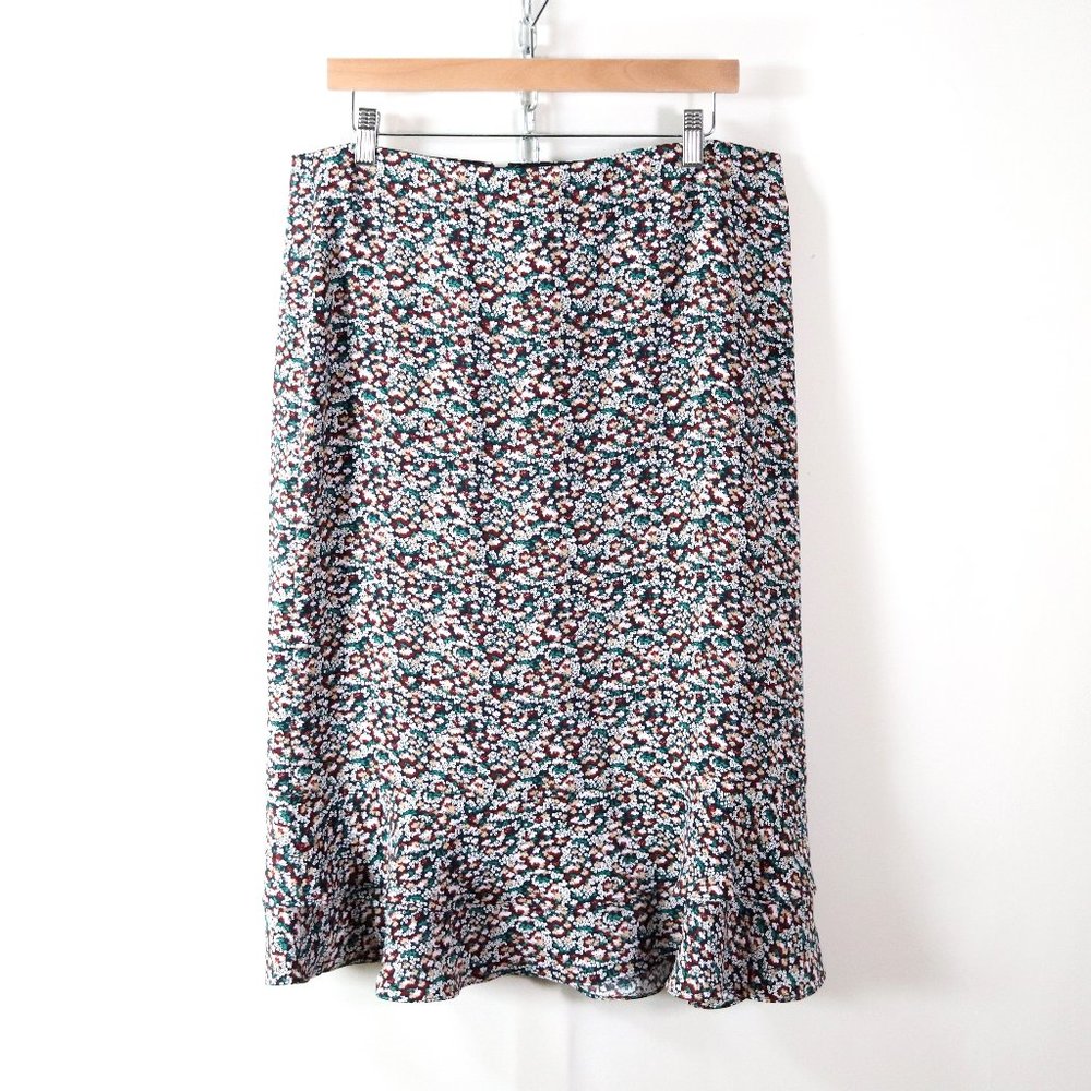 SOLD NWT ann taylor ruffled pencil skirt size 14 floral - Picture 5 of 8